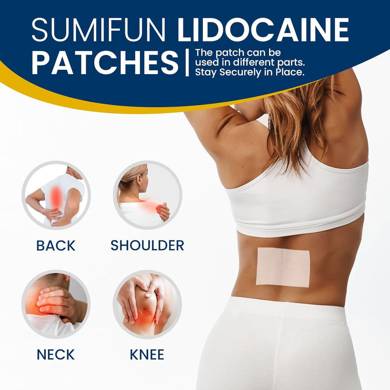 Lidocaine Pain Relief Gel-Patch (4% Lidocaine, 18 patches) | Medicated Patch for Body Aches and Pains