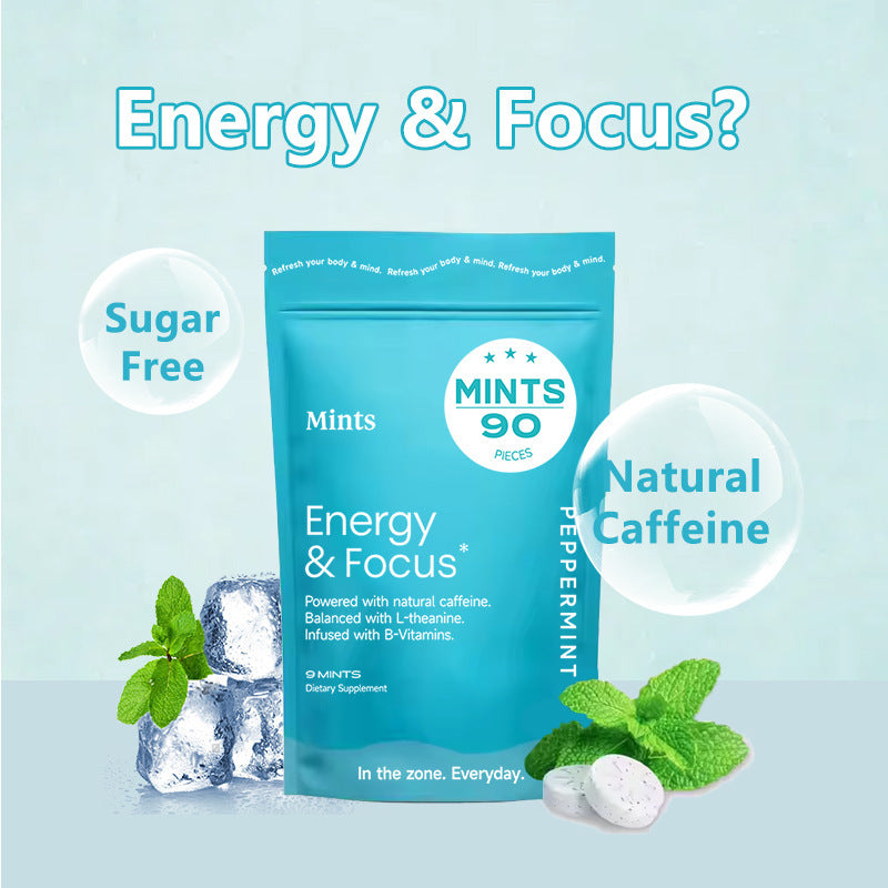 Energy & Focus Mints with L-Theanine, Caffeine, and B-Vitamins (90 mints, Peppermint flavor) | Nootropic Mints for Energy, Mood, Nerve, Focus, and Cognition