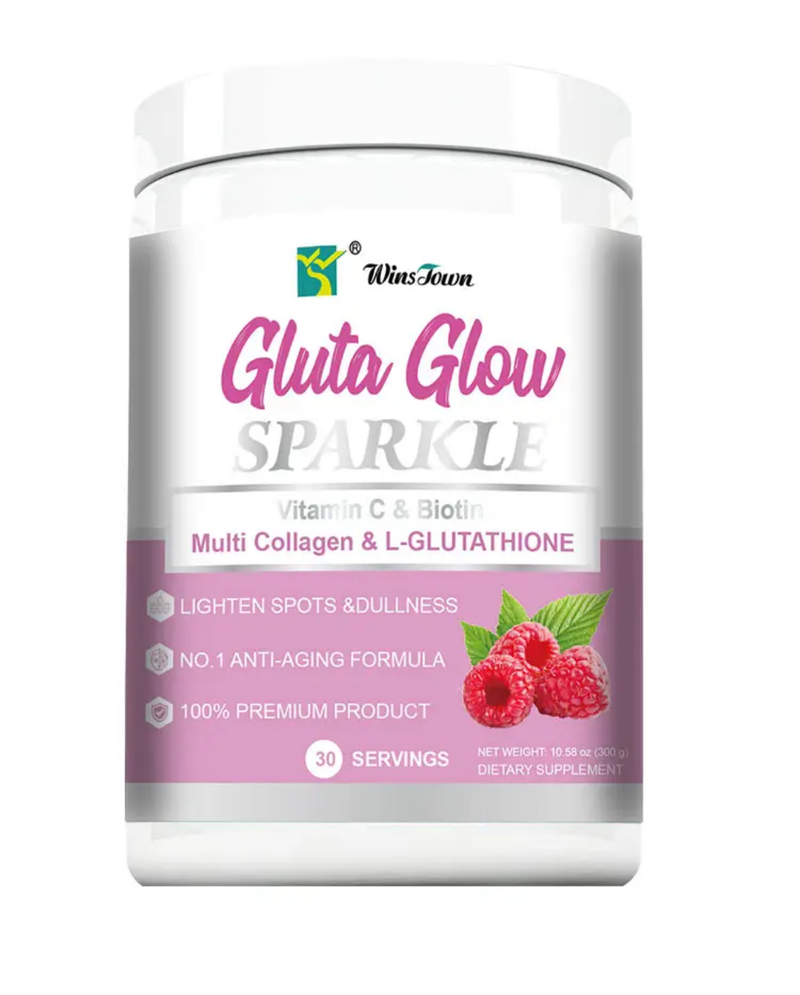 Gluta Glow Sparkle Powder with Multi-Collagen, L-Glutathione, and Vitamin C (300 grams, 30 servings)