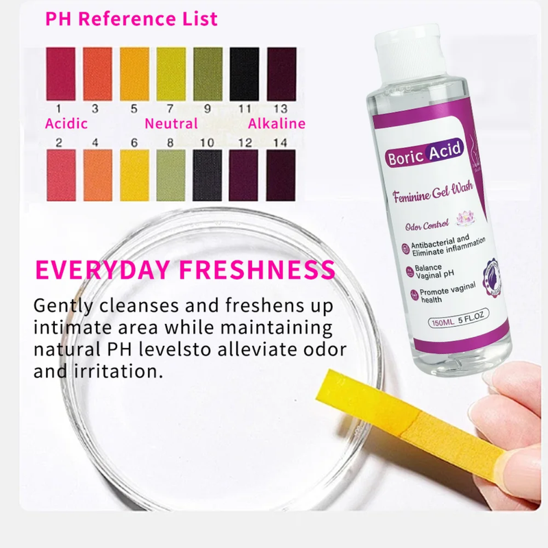 Boric Acid Feminine Gel Wash (150ml) | Yoni Wash for Antibacterial, pH Balance, and Vaginal Health