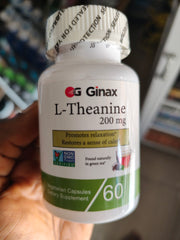 GINAX L-Theanine Capsule (200mg) | Dietary Supplement for Stress, Mood, Relaxation, and Concentration