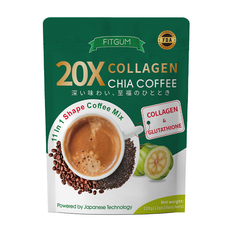 FITGUM 20X Collagen Chia Coffee with Collagen and Glutathione