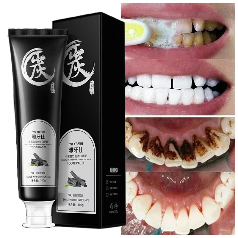YAYASHI Bamboo Charcoal Whitening Toothpaste (100grams) | Herbal Toothpaste for Stubborn Stains, Fresh Breath, Plaque, Healthy Gums, and Teeth Whitening