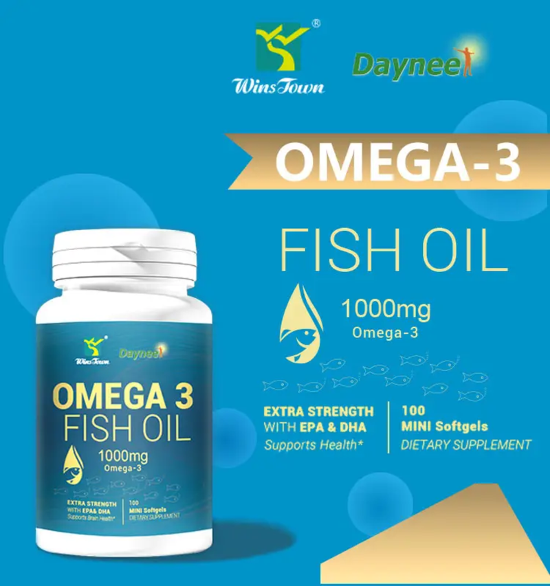 Omega-3 Fish Oil Capsules with EPA and DHA (100 softgels, 1000mg) | Dietary Supplement for Cardiovascular, Brain, Eye, Skin, Mood, and Inflammation