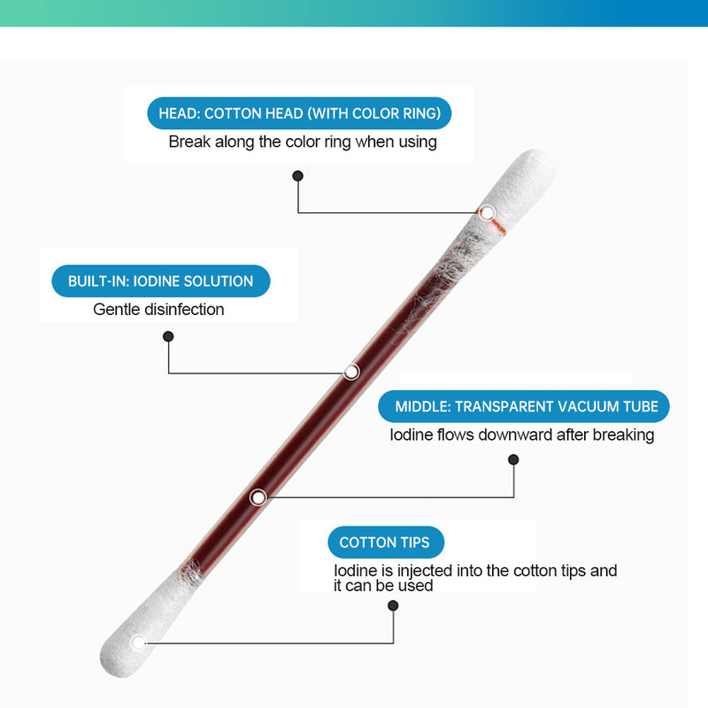 Iodine Swab (60 pieces) | Iodine Solution for Wound Sterilization, Wound Care, and Baby's Belly Button Sterilization