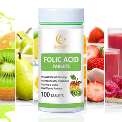 Folic Acid Tablet (100 tablets, 1200mg) | Dietary Supplement for Prenatal, Thyroid Function, Fertility, Energy, and Cell Growth