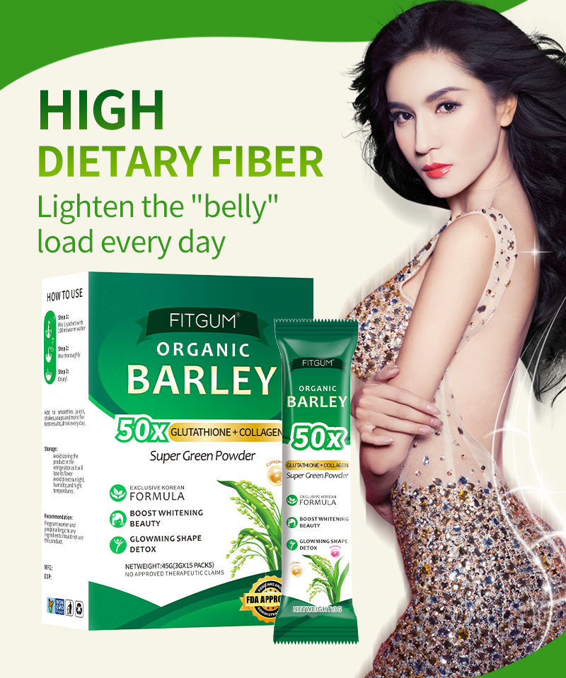 FITGUM Organic Barley Tea Powder with Glutathione and Collagen
