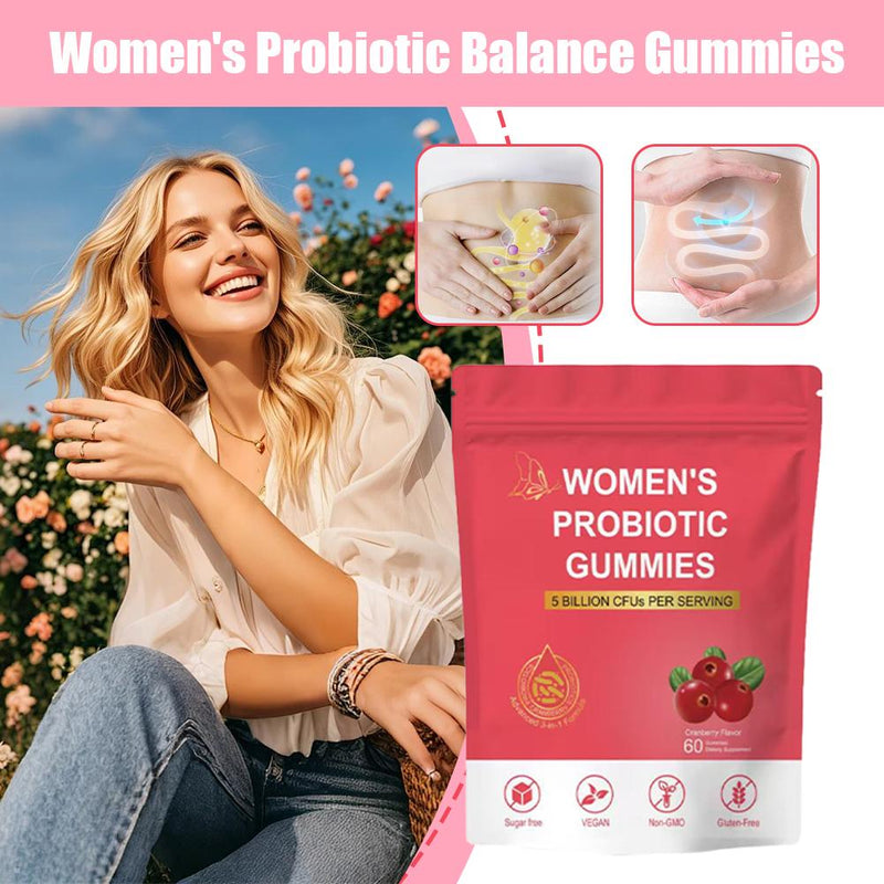 Women's Probiotic Gummies with Cranberry and Prebiotic Fiber (5 billion CFUs)