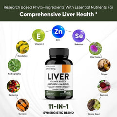 Liver Cleanse and Detox Capsules with Milk Thistle, Dandelion, Andrographis Paniculata, and Berberine (70 capsules, 250mg milk thistle)