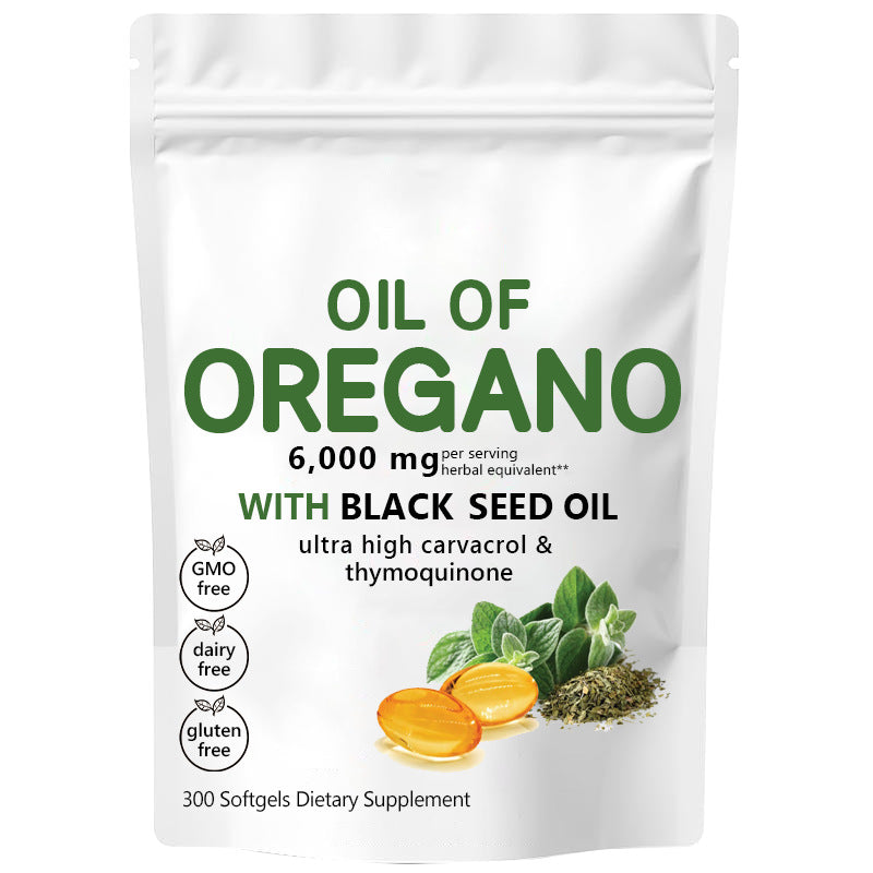 Oil of Oregano Capsules with Black Seed Oil (300 softgels, 6000mg)