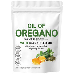 Oil of Oregano Capsules with Black Seed Oil (300 softgels, 6000mg)