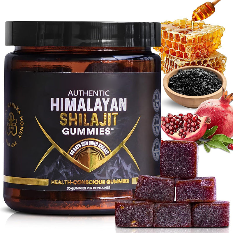 Authentic Himalayan Shilajit Gummies with Manuka Honey (Zero Sugar, 30 gummies) | Dietary Supplement for Energy, Stamina, Cognitive Function, Skin, and Bone Health