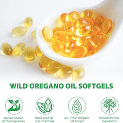 Oil of Oregano Softgels with Black Seed Oil (180 softgels, 6000mg oil of oregano, 200mg black seed oil)