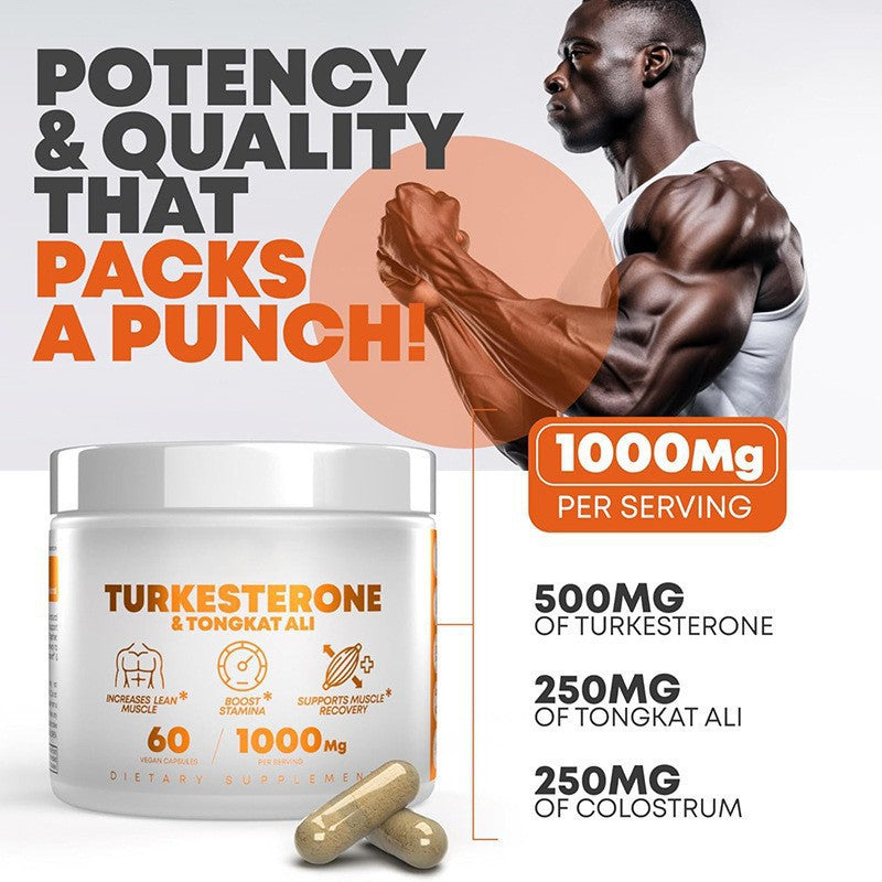 Turkesterone and Tongkat Ali Capsules with Colostrum (500mg Turkesterone, 250mg Tongkat Ali, 250mg Colostrum)
