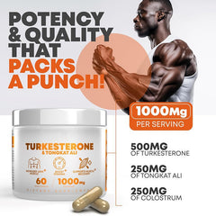 Turkesterone and Tongkat Ali Capsules with Colostrum (500mg Turkesterone, 250mg Tongkat Ali, 250mg Colostrum)