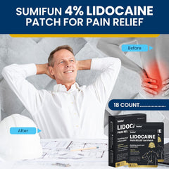 Lidocaine Pain Relief Gel-Patch (4% Lidocaine, 18 patches) | Medicated Patch for Body Aches and Pains