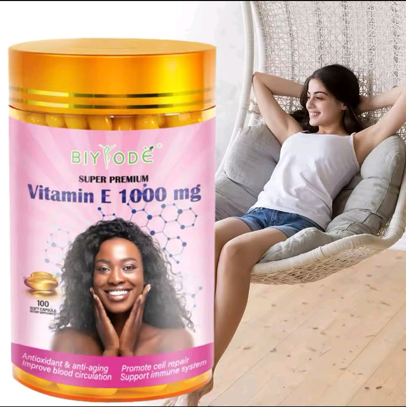 BIYODE Vitamin E Capsule (100 softgels, 1000mg) | Dietary Supplement for Anti-aging, Cell Repair, Blood Circulation, and Immunity