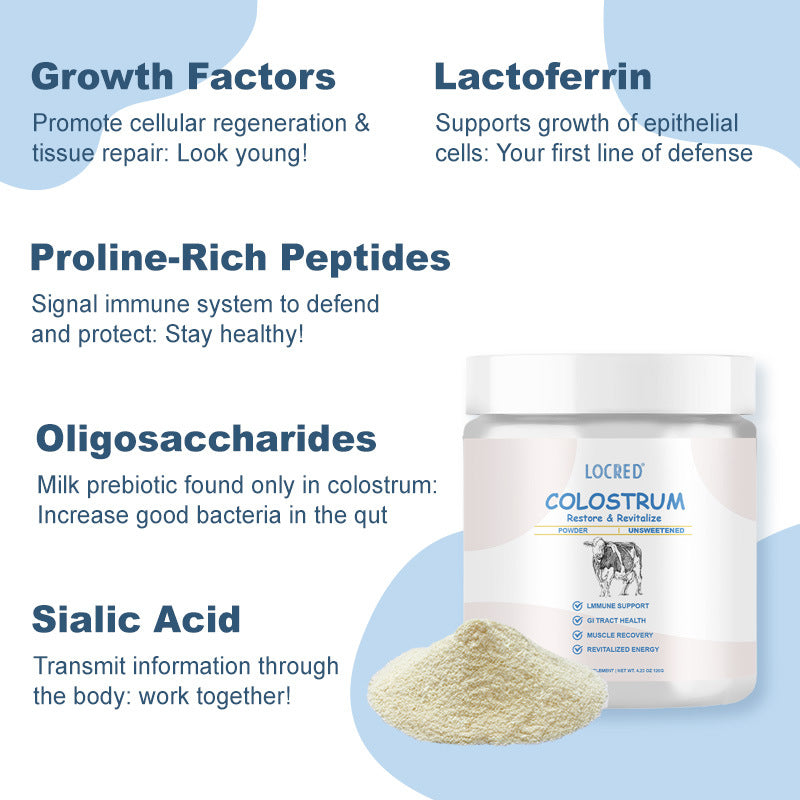 Colostrum Powder (120grams, 2000mg bovine colostrum, Unsweetened) | Dietary Supplement for Immunity, Tract Health, Muscle Recovery, and Energy