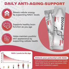 ZOOONE NAD+ Drink with Quercetin Phytosome, Resveratrol, and PQQ (30 sachets, 600mg Nicotinamide Riboside) | Dietary Supplement for Healthy Aging, DNA Repair, and NAD+ Booster