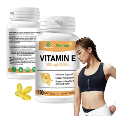 Vitamin E Capsule (100 softgels, 180mg) | Dietary Supplement for Skin, Immunity, Eye, Heart, and Antioxidant Protection