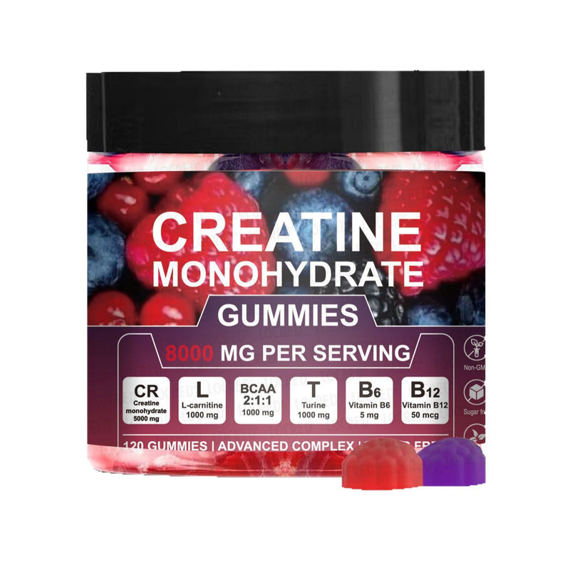 Creatine Monohydrate Gummies with L-Carnitine, BCAA, and Taurine (120 gummies, 8000mg)