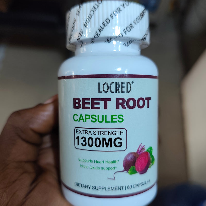 Beet Root Capsules (1300mg) | Dietary Supplement for Heart Health, Blood Circulation, and Nitric Oxide Support