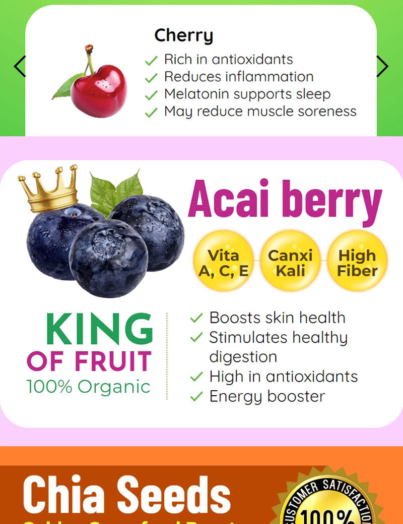 Acai Berry Drink with Chia Seeds | Herbal Tea for Skin Brightening, Digestion, and Anti-aging