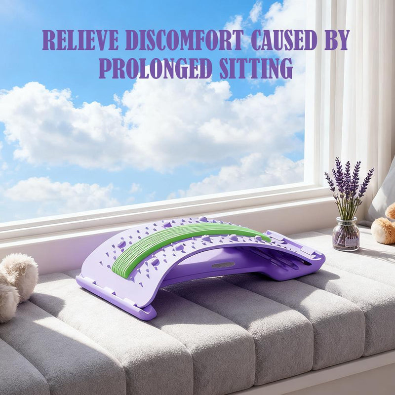 Adjustable Lumbar Stretcher for Back Pain Relief | 3-Level Back Stretcher, Lumbar Traction, and Lower Back Massage Board