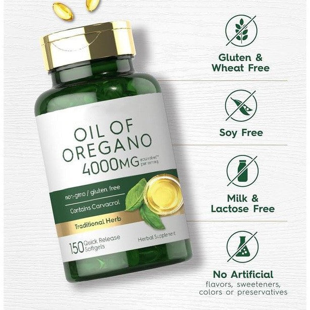 Oil of Oregano Softgels (150 Softgels, 4000mg)