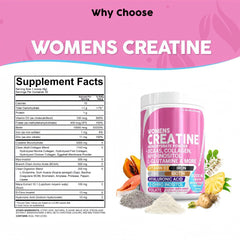 Women's Creatine Monohydrate Powder with BCAA, Collagen, Myo-Inositol, and Digestion Blend