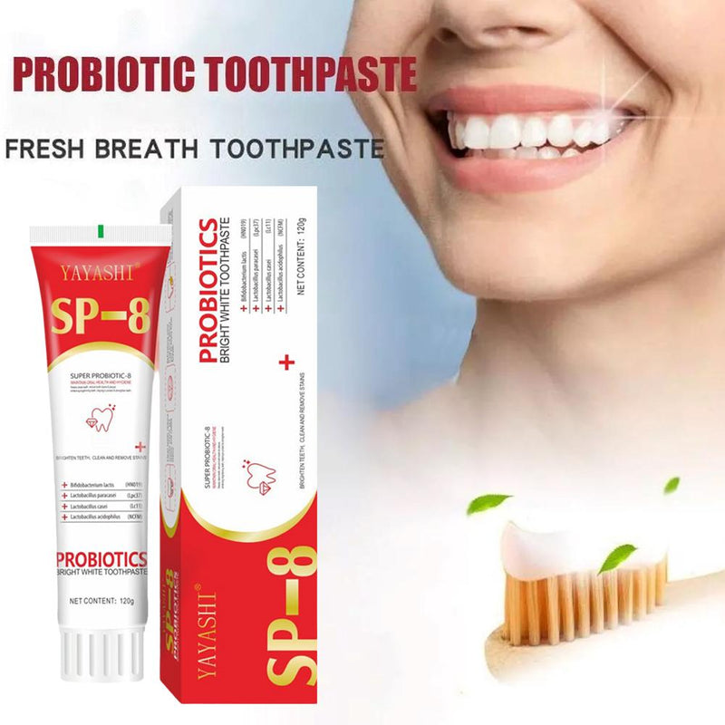YAYASHI Super Probiotic-8 Toothpaste (120g) | SP-8 Toothpaste for Teeth Whitening, Stubborn Stains, Yellow Teeth, and Fresh Breath