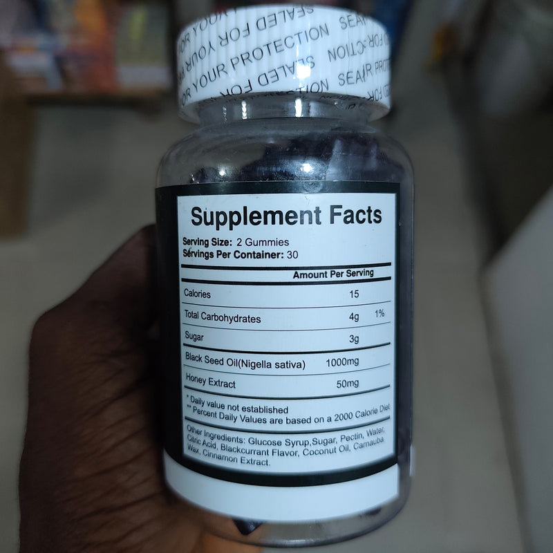 GINAX Black Seed Oil Gummies with Honey Extract | Dietary Supplement for Blood Sugar, Cholesterol, Skin, Respiratory Health, Digestion, and Immunity