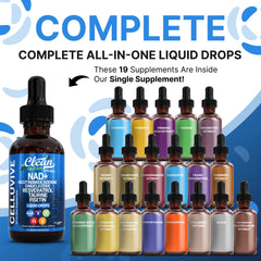CELLUVIVE NAD+ Liquid Drops with Resveratrol, Taurine, Fisetin and Grape Seed (120ml, 30 servings) | Dietary Supplement for Healthy Aging, Cellular Energy, and Hydration Balance