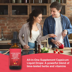 VASCU FLOW Cayenne Pepper Liquid Drops with Hawthorn, Beet Root, Turmeric, and Vitamins K2 & D3 (60ml)