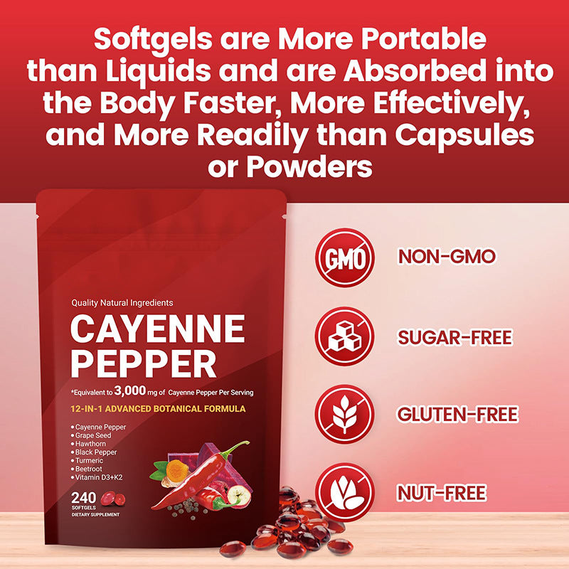 Cayenne Pepper Softgels (240 softgels, 3000mg cayenne pepper)