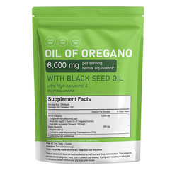 Oil of Oregano Capsules with Black Seed Oil (300 softgels, 6000mg oil of oregano, 200mg black seed oil)