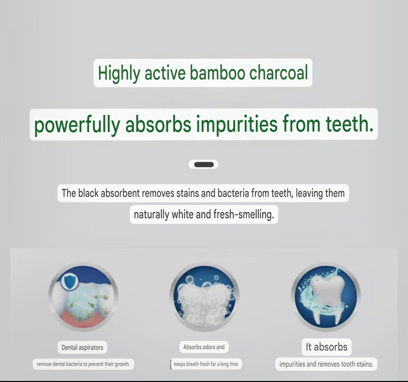Bamboo Charcoal Whitening Toothpaste (100grams) | Herbal Toothpaste for Stubborn Stains, Fresh Breath, Plaque, Healthy Gums, and Teeth Whitening