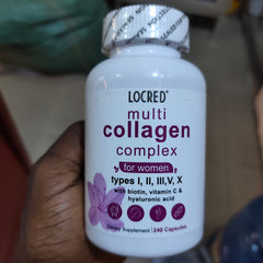 Multi-Collagen Complex Capsules for Women (Types I, II, III, V and X) with Biotin, Vitamin C and Hyaluronic Acid (240 capsules, 1100mg collagen)