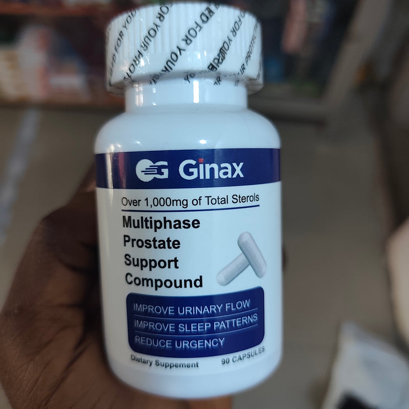 GINAX Multiphase Prostate Support Capsules (90 capsules, 1050mg sterol blend) | Dietary Supplement for BPH, Frequent Urination, and Painful Urination