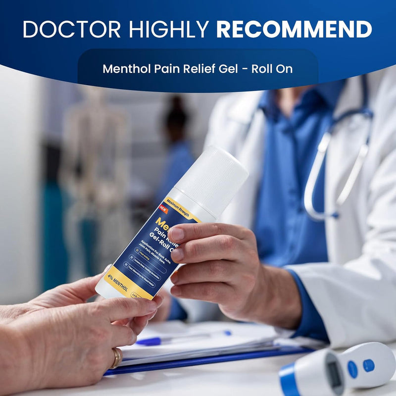 Menthol Pain Relief Gel-Roll On (4% Menthol, 74ml) | Topical Gel for Nerve, Muscle, Neck, Shoulder, Knee, and Back Pain Relief