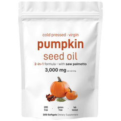 Pumpkin Seed Oil Capsule with Saw Palmetto (180 softgels, 3000mg Pumpkin Seed Oil, 300mg Saw Palmetto)
