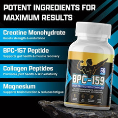 BPC-159 Capsules with Creatine Monohydrate, Collagen and Magnesium Glycinate (1500mcg BPC-159 blend, 400mg creatine monohydrate, 400mg collagen peptides)