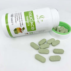 Folic Acid Tablet (100 tablets, 1200mg) | Dietary Supplement for Prenatal, Thyroid Function, Fertility, Energy, and Cell Growth