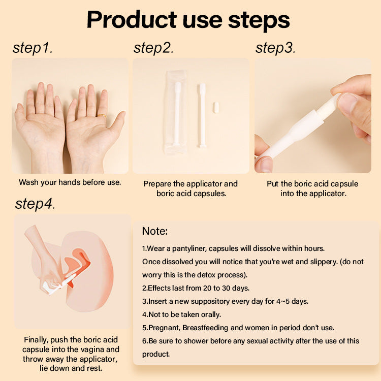 Boric Acid Vaginal Suppositories (30 suppositories, 600mg)