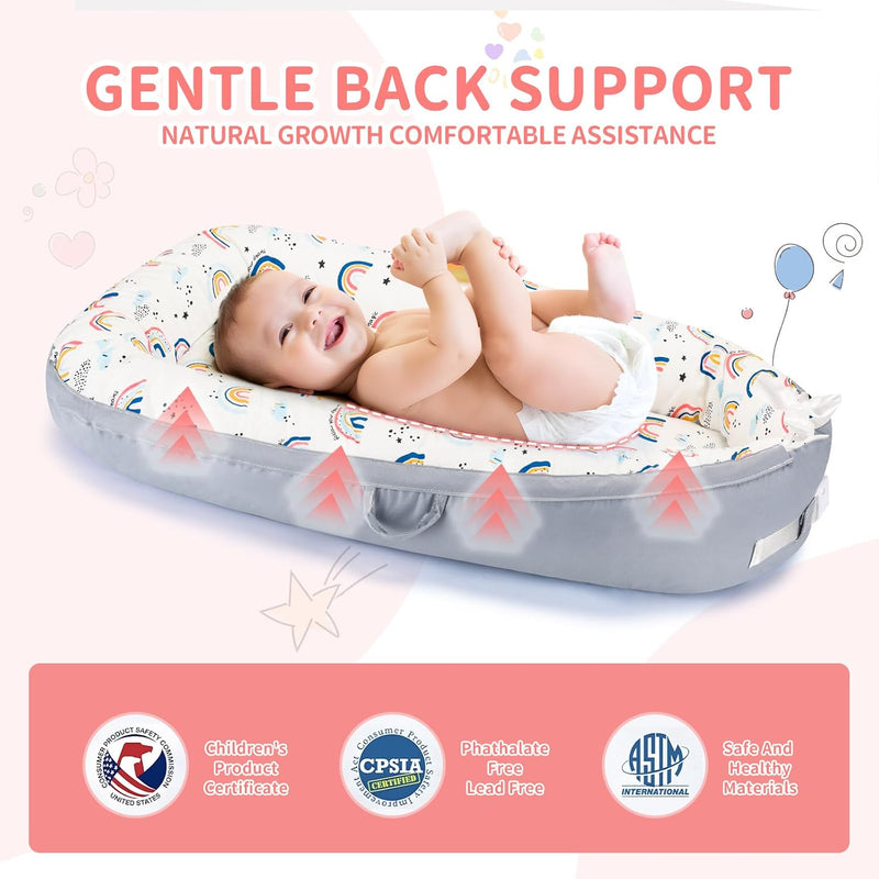 Portable and Ultra-Soft Baby Lounger (0-18 months old, 90*50cm size) | Anti-Pressure Bionic Baby Bed