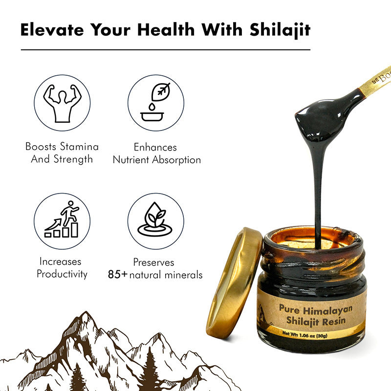 Pure Himalayan Shilajit Resin with Ashwagandha, Turmeric, and Tribulus Terrestris (30 grams, 500mg shilajit, 100mg ayurvedic herb blend)