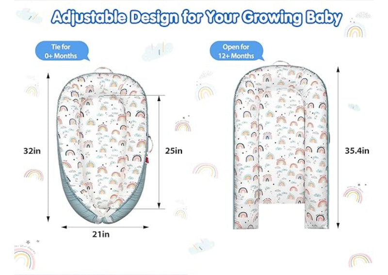 Portable and Ultra-Soft Baby Lounger (0-18 months old, 90*50cm size) | Anti-Pressure Bionic Baby Bed