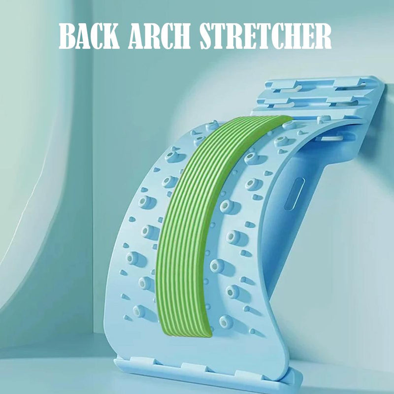 Adjustable Lumbar Stretcher for Back Pain Relief | 3-Level Back Stretcher, Lumbar Traction, and Lower Back Massage Board
