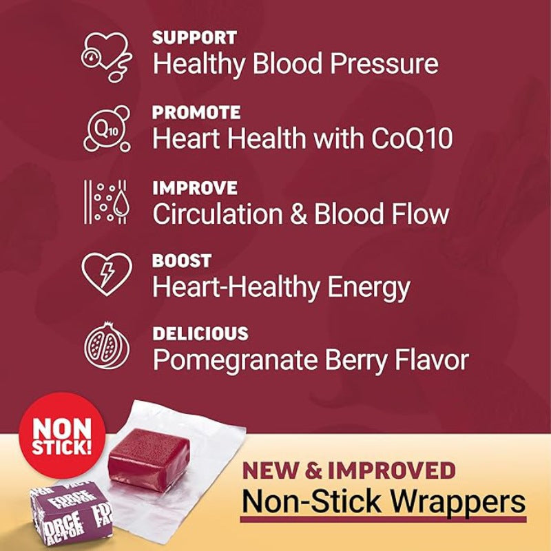Beets Ultimate NHeart Health Soft Chews with Beetroot, Grape, and CoQ10