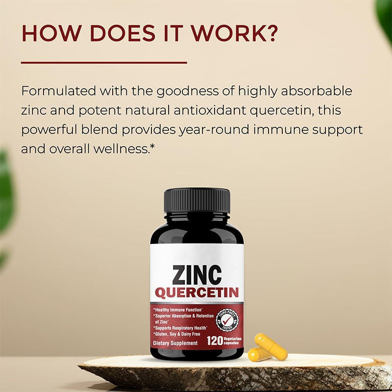 Zinc and Quercetin Capsule (120 capsules, 800mg quercetin, 22mg zinc)